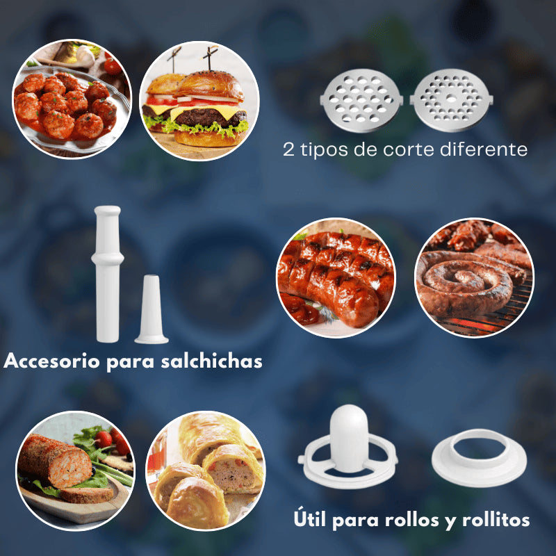 Picadora de Carne Eléctrica con Cuchilla de Acero Inoxidable