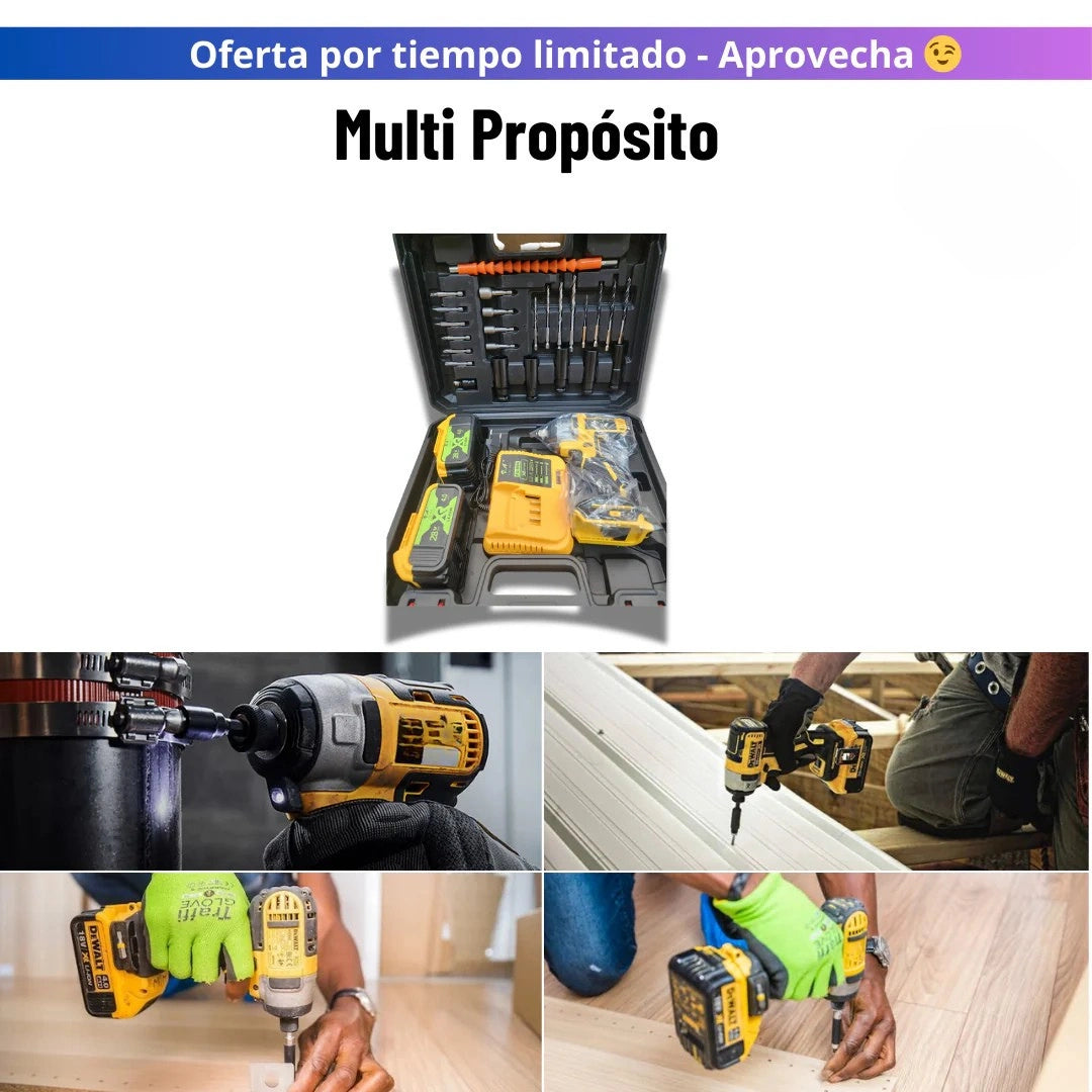 Llave de Impacto Inalámbrica 1/2 con 350 NM - 2 Baterías de 28 V y 4 Amperios + Set de Accesorios