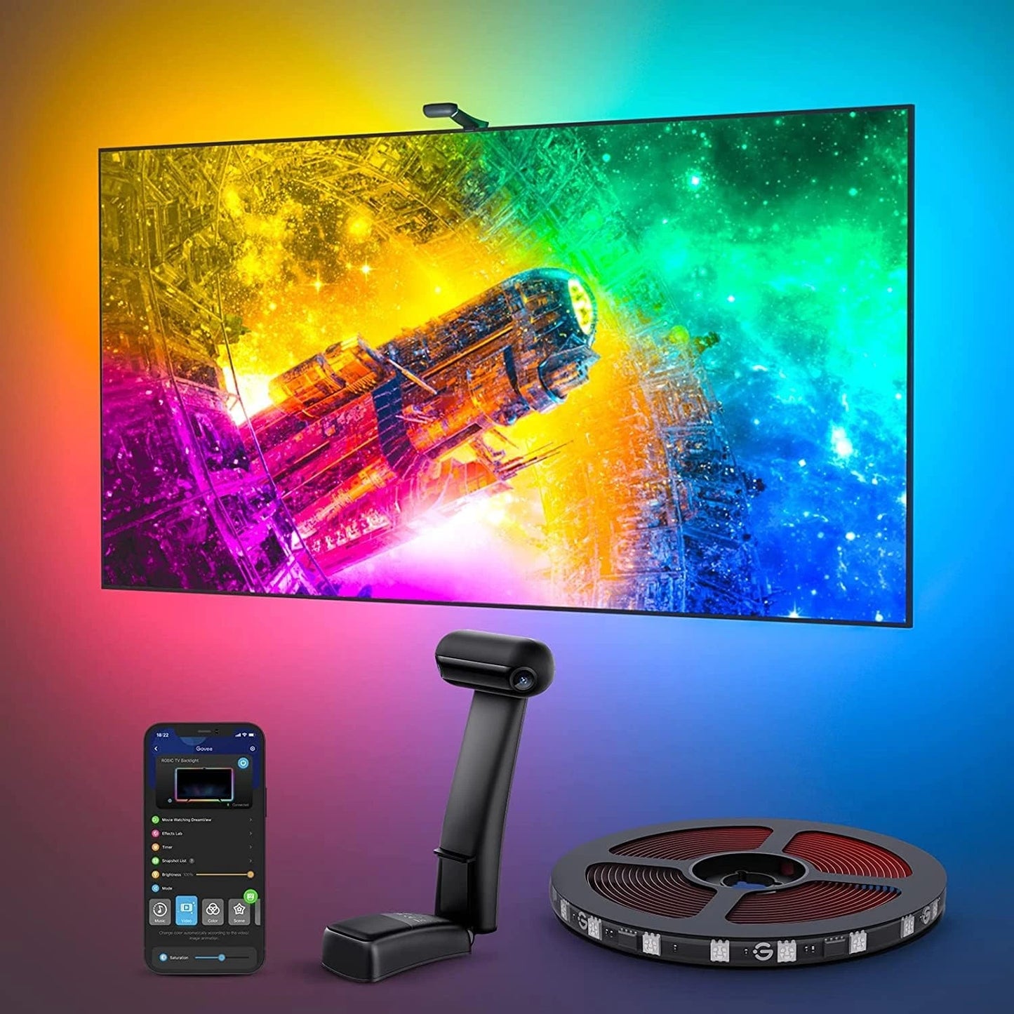 Govee Envisual - Retroiluminación LED para TV con cámaras duales, tira de luces LED RGBIC Wi-Fi