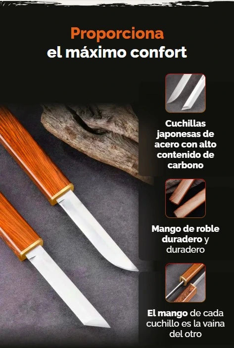 CUCHILLOS JAPONESES DE DRAGÓN Y TIGRE 2 EN 1