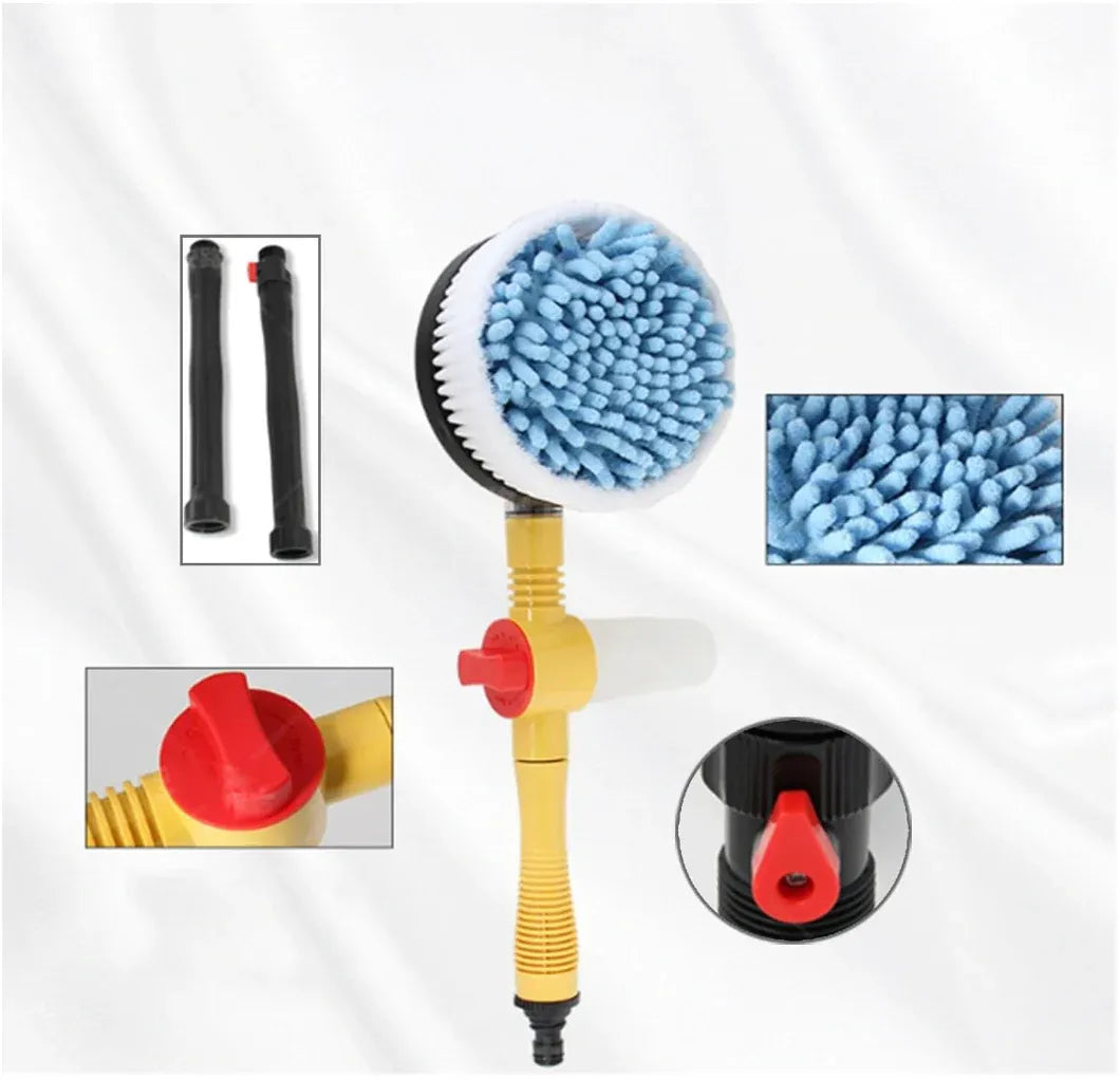 Cepillo Giratorio 360° con Dispensador de Shampoo para Lavado de Autos