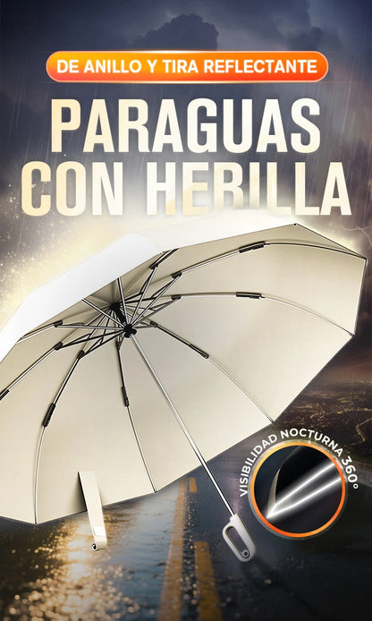 🔥Obtenga un 50% de descuento 🔥💥¡Disfrute de envío gratuito!✈️Reflective Safety Strip Ring Buckle Umbrella