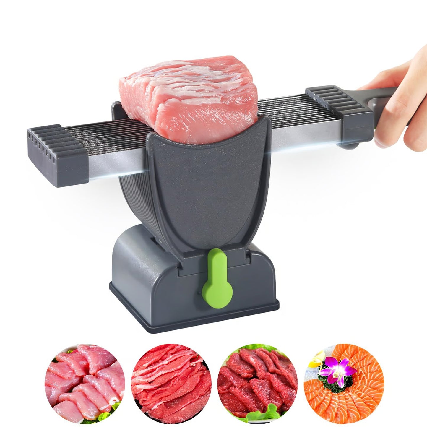 Rebanadora Cortadora Profesional de Carne – Acero Inoxidable 17 en 1 con Grosor Ajustable (2-4 mm)