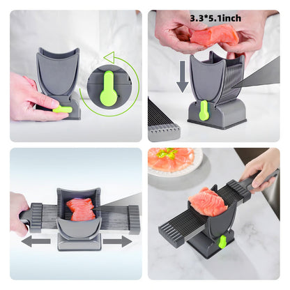 Rebanadora Cortadora Profesional de Carne – Acero Inoxidable 17 en 1 con Grosor Ajustable (2-4 mm)