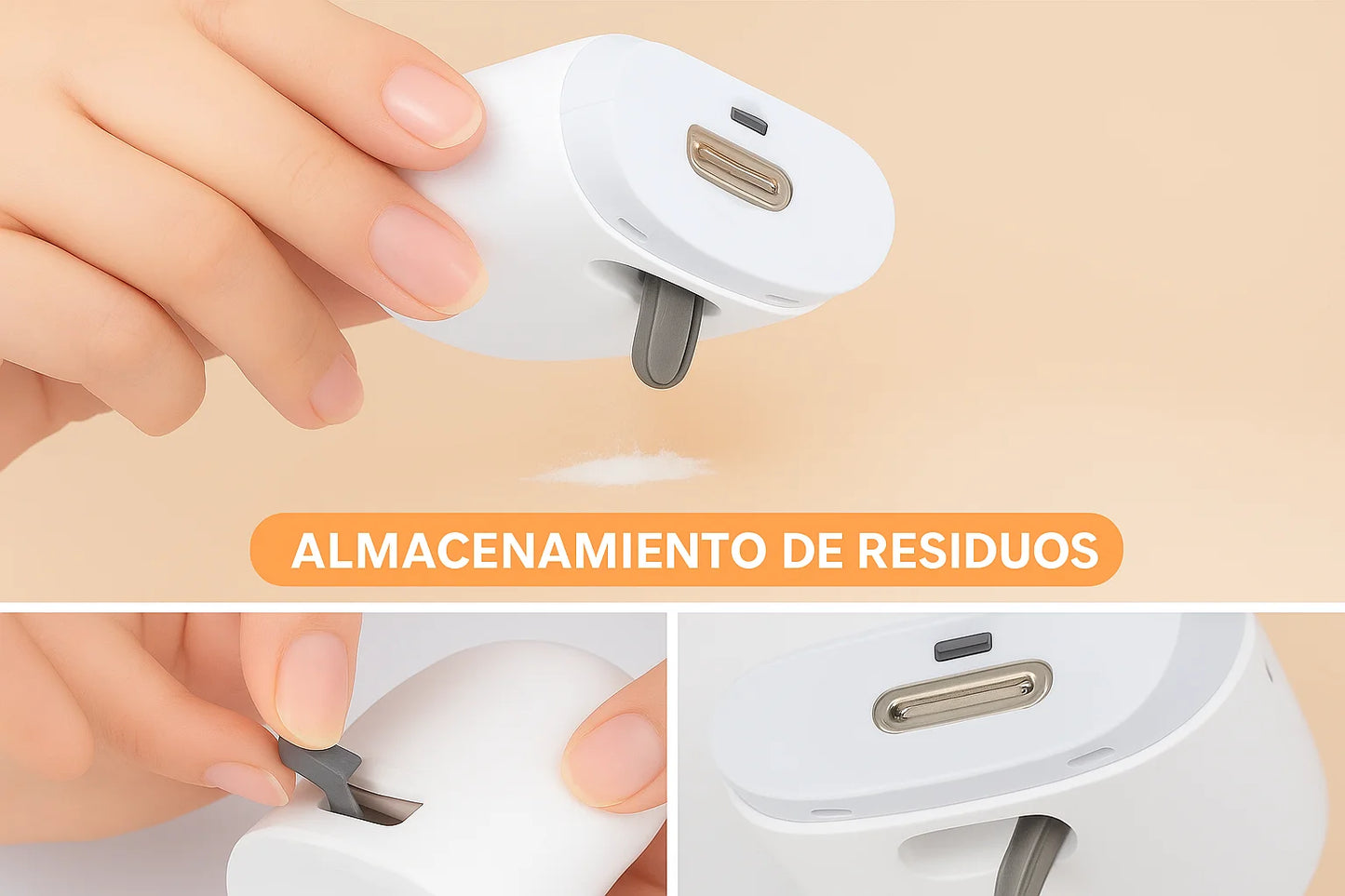 Cortaúñas y Pulidora Eléctrica 2 en 1: Cortaúñas Automático LED, Recargable y Silencioso