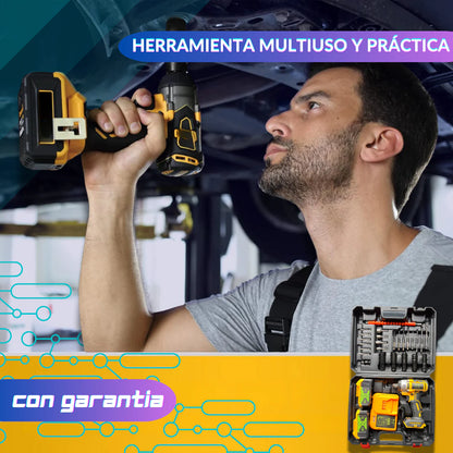 Llave de Impacto Inalámbrica 1/2 con 350 NM - 2 Baterías de 28 V y 4 Amperios + Set de Accesorios