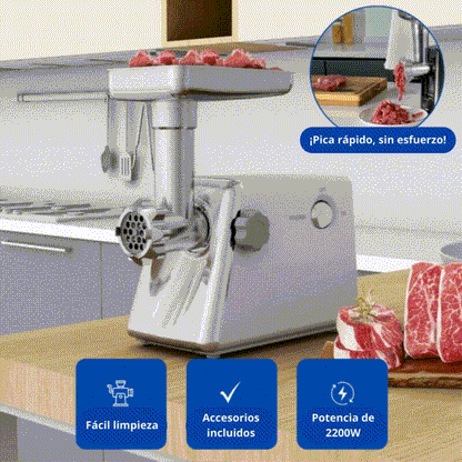 Picadora de Carne Eléctrica con Cuchilla de Acero Inoxidable