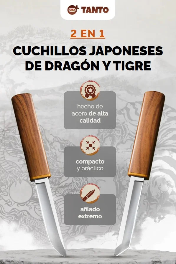 CUCHILLOS JAPONESES DE DRAGÓN Y TIGRE 2 EN 1