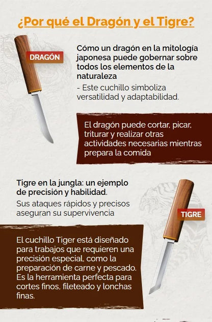 CUCHILLOS JAPONESES DE DRAGÓN Y TIGRE 2 EN 1