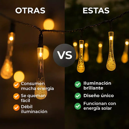 Oferta 2x1 Guirnaldas Solares Luz Cálida Impermeable para Exterior/interior