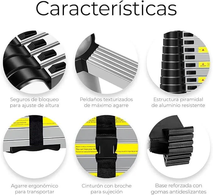 Escalera Telescópica Plegable de Aluminio – Hasta 4 Metros