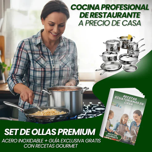 SOLO HOY GRAN LIQUIDACION: Set de ollas Acero Inoxidable (Apto para cocina de gas o inducción) + Envió GRATIS + Paga en la entrega