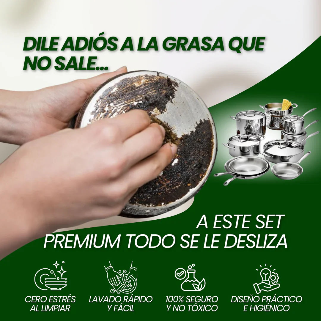 SOLO HOY GRAN LIQUIDACION: Set de ollas Acero Inoxidable (Apto para cocina de gas o inducción) + Envió GRATIS + Paga en la entrega