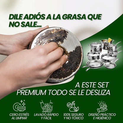 SOLO HOY GRAN LIQUIDACION: Set de ollas Acero Inoxidable (Apto para cocina de gas o inducción) + Envió GRATIS + Paga en la entrega